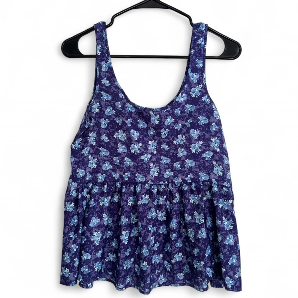 American Eagle Blue Floral Babydoll Tank Top Size XS